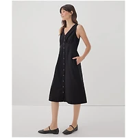 Pact Women's Cotton Canopy Linen Blend Button-Front Dress