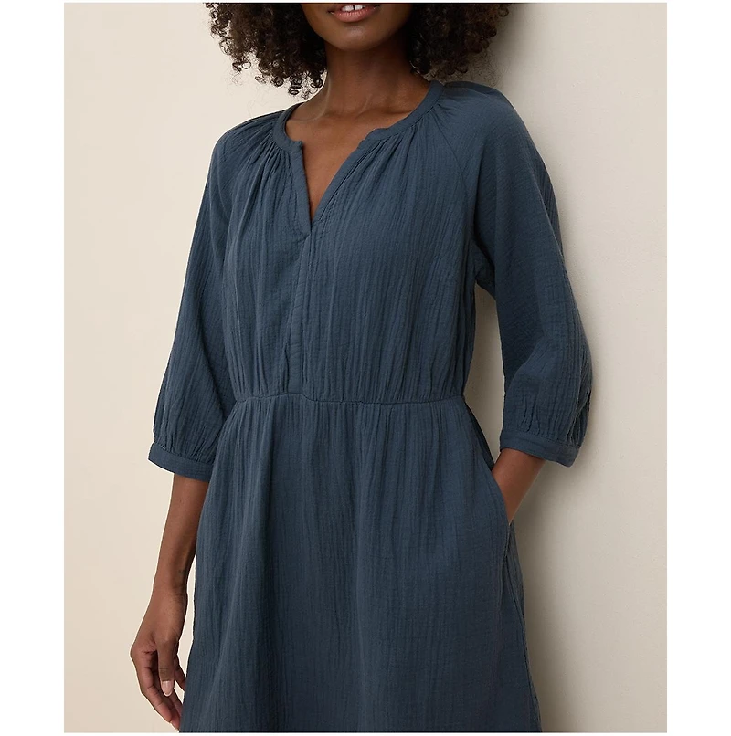 Pact Women's Organic Cotton Coastal Double Gauze Peasant Dress