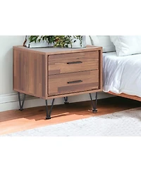 Modern Metal Bedside Table – Nightstand with Two Spacious Drawers for Bedroom Storage