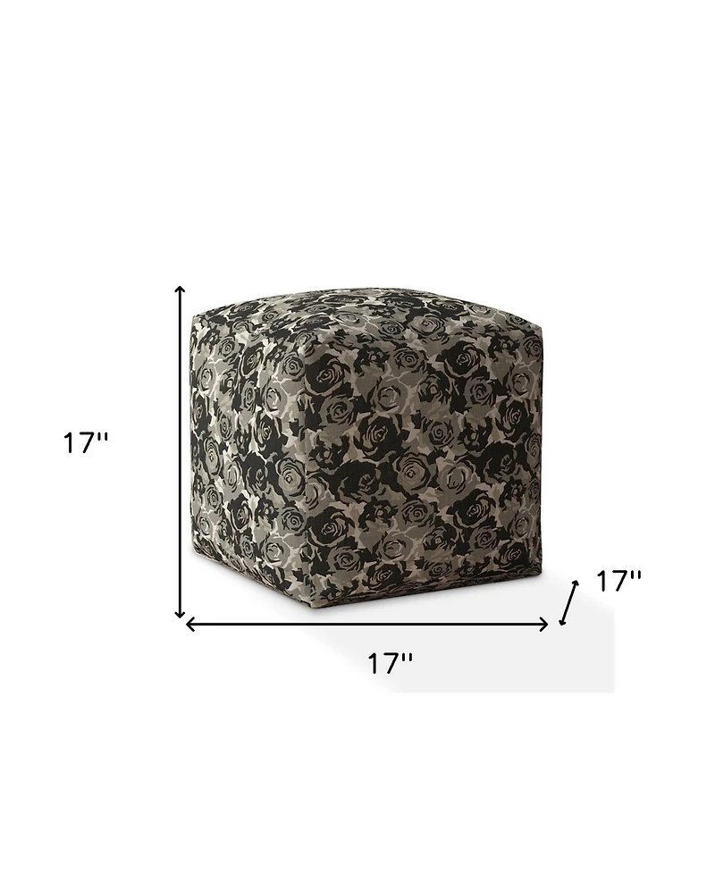 Canvas Pouf Ottoman with Floral Design – Decorative and Comfortable