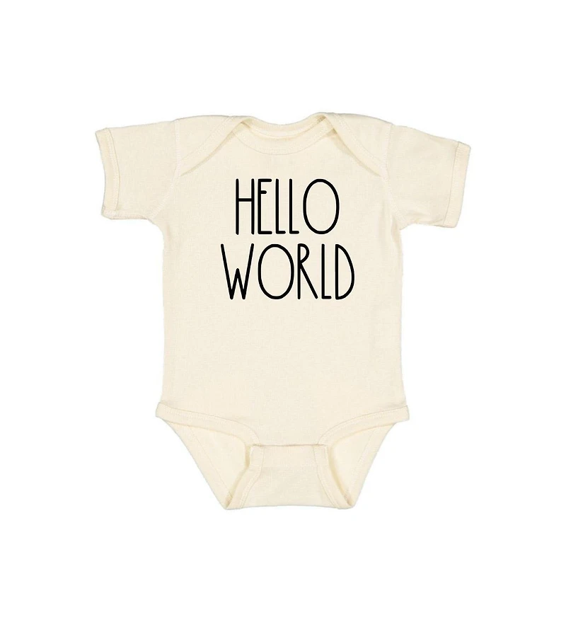 Sweet Wink Baby Girl and Boy Hello World Short Sleeve Bodysuit