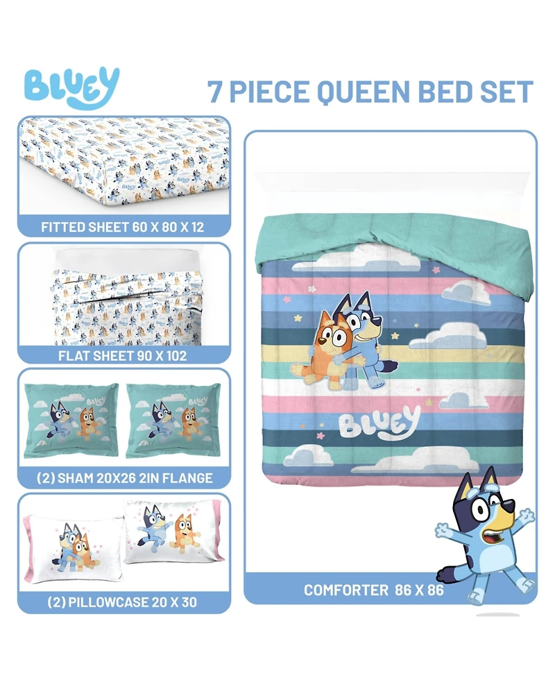 Bluey Striped Bed Set Queen