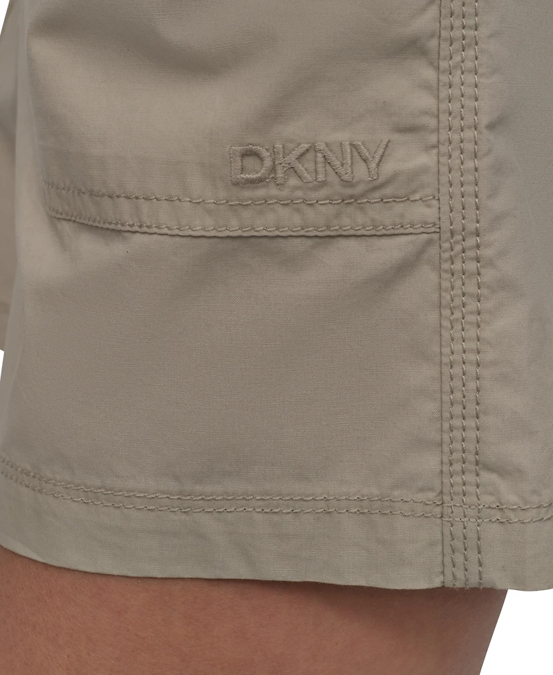 Dkny Sport Women's Cotton Twill Rib-Waistband Cargo Shorts