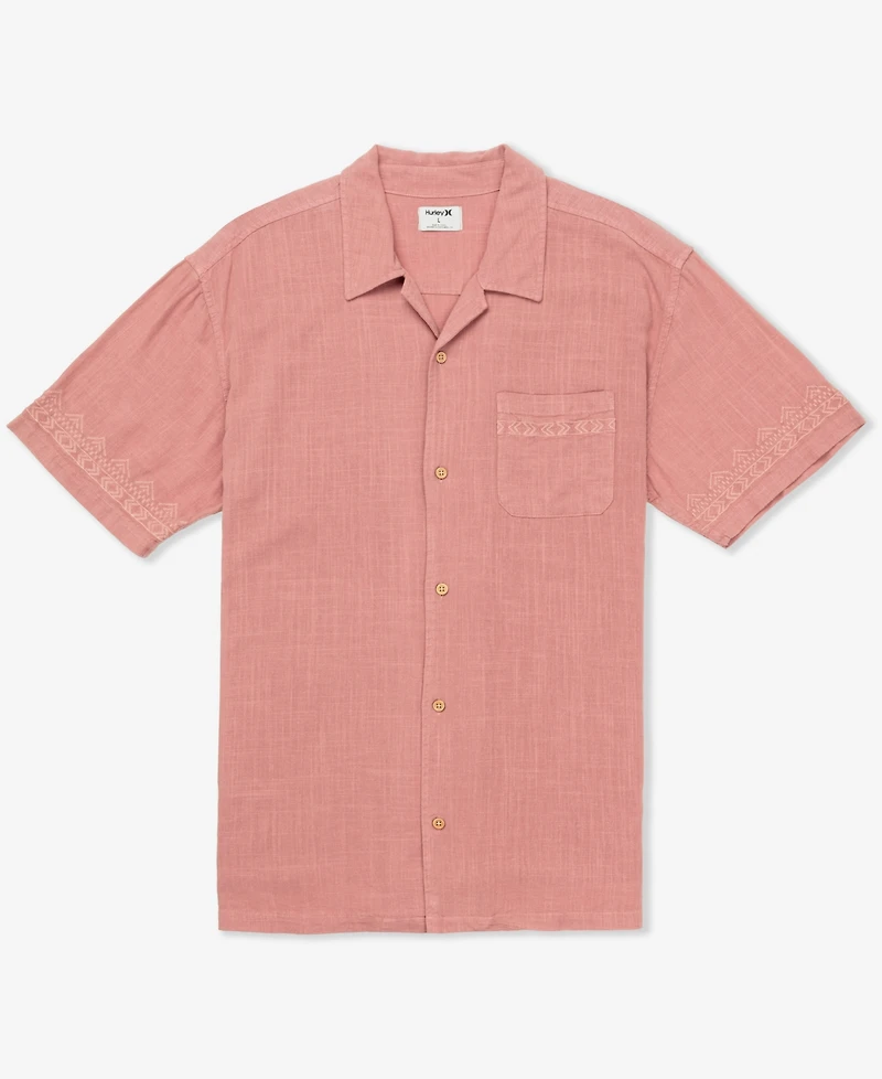 Hurley Men's Laguna Camp Embroidered Short Sleeve Shirt