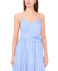 Msk Women's Belted Tiered Sleeveless Maxi Dress