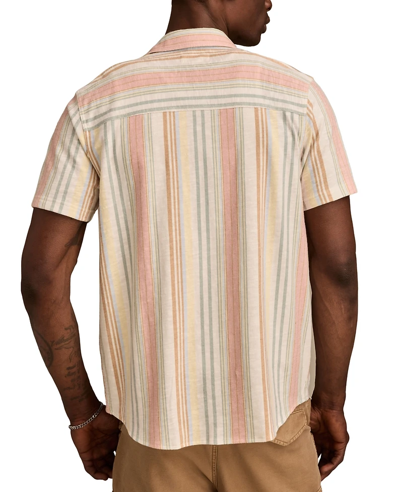 Luck Brand Men's Short Sleeve Striped Button-Front Shirt