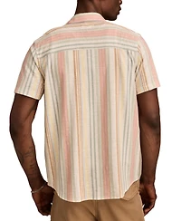 Luck Brand Men's Short Sleeve Striped Button-Front Shirt