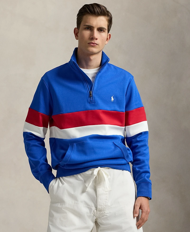 Polo Ralph Lauren Men's Striped Interlock Quarter-Zip Pullover