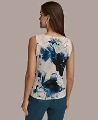 Donna Karan New York Women's Sleeveless Printed Asymmetric Top, Regular & Petite Sizes