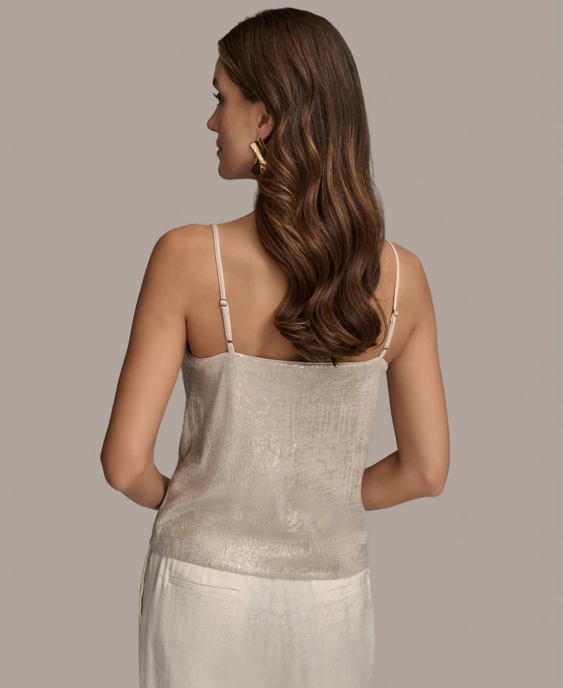Donna Karan New York Women's Metallic Sequin Embellished Camisole, Regular & Petite