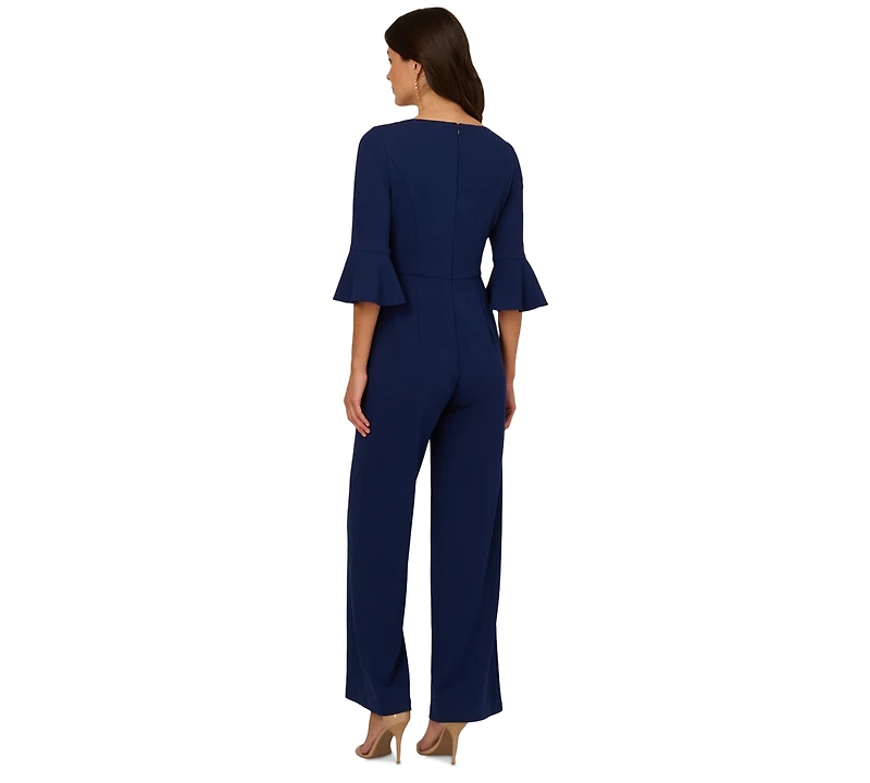 Adrianna Papell Women's Square-Neck Bell-Sleeve Wide-Leg Jumpsuit