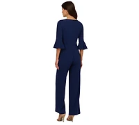 Adrianna Papell Women's Square-Neck Bell-Sleeve Wide-Leg Jumpsuit