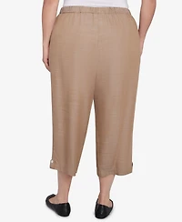 Alfred Dunner Plus Summer Solstice Relaxed Button Tab Capri Pants
