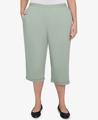 Alfred Dunner Plus Santa Fe Relaxed Crochet Hem Capri Pants