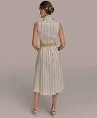 Donna Karan New York Women's Striped Belted Shirt Dress
