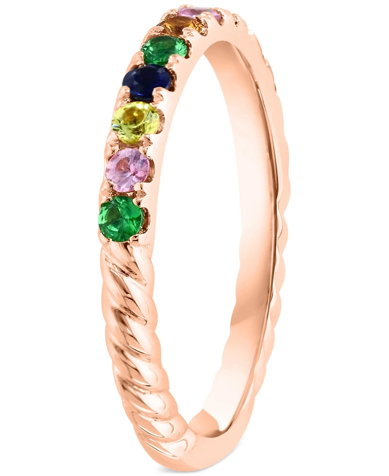 Lali Jewels Multicolor Sapphire (3/8 ct. t.w.) & Tsavorite (1/8 ct. t.w.) Band Ring in 14k Rose Gold