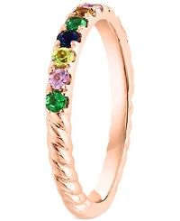 Lali Jewels Multicolor Sapphire (3/8 ct. t.w.) & Tsavorite (1/8 ct. t.w.) Band Ring in 14k Rose Gold