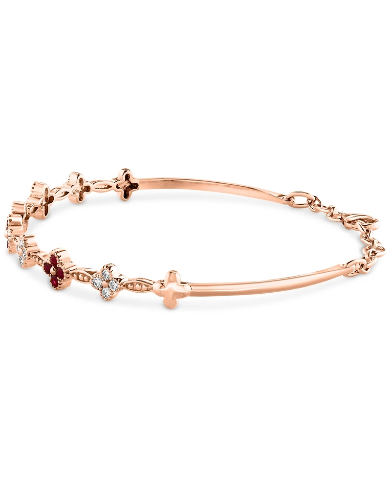 Lali Jewels Ruby (1/2 ct. t.w.) & Diamond (1/3 ct. t.w.) Bangle Bracelet in 14k Rose Gold