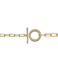 Teens 14K Gold Plated with Cubic Zirconia Double Entwined Cable Chain Bracelet