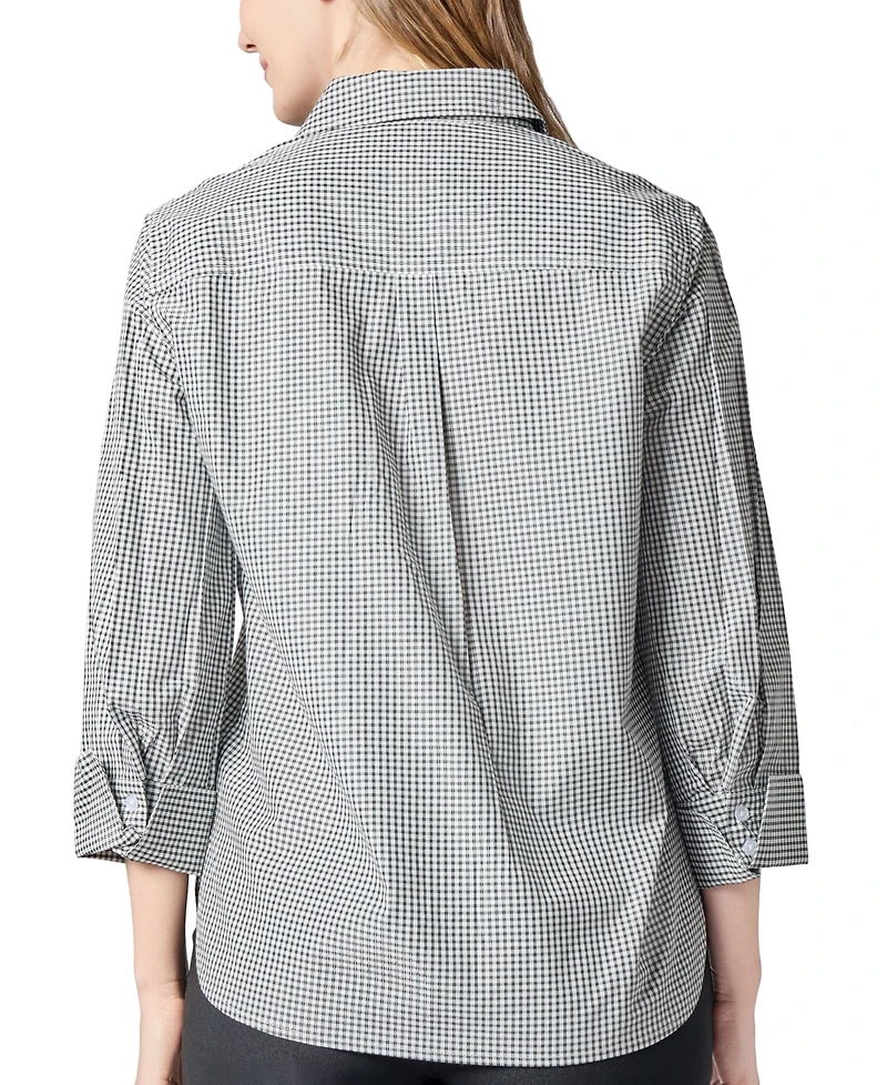 Kasper Women's Gingham Button-Front 2/3-Sleeve Shirt