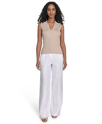 Calvin Klein Women's Sleeveless Collared V-Neck Top