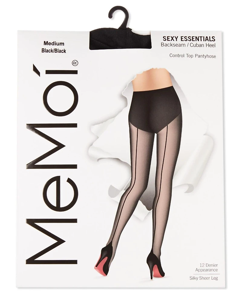 MeMoi Women's Control Top Pantyhose with Backseam Cuban Heels Mm-618