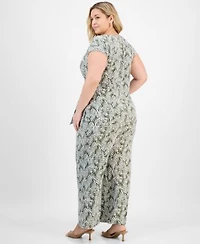 Kasper Plus Size Tie Front Top Wide Leg Pants