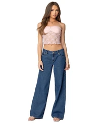 Edikted Women's Lacey Pocket Low Rise Jeans