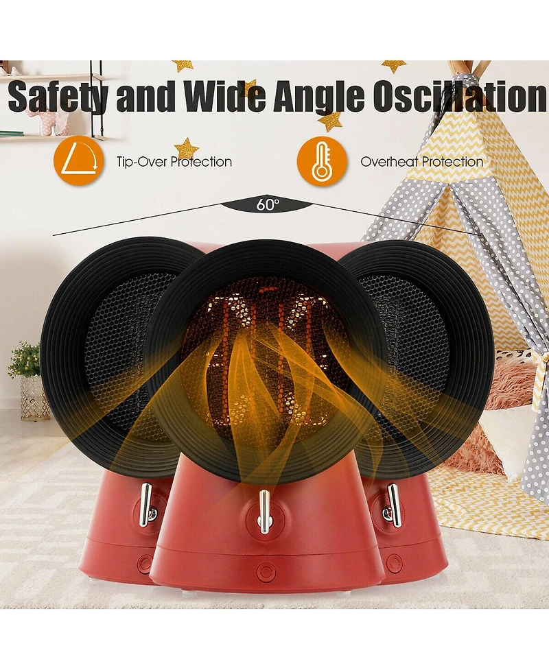 Gymax 1500W Portable Ptc Ceramic Space Heater Mini Electric Desktop Heating Fan
