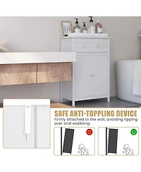 Gymax Bathroom Storage Cabinet Free Standing Large Drawer W/Adjustable Shelf