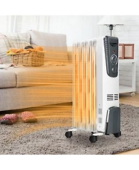 Gymax 1500W Oil Filled Radiator Heater Portable Space Heater w/ 3 Heat Settings