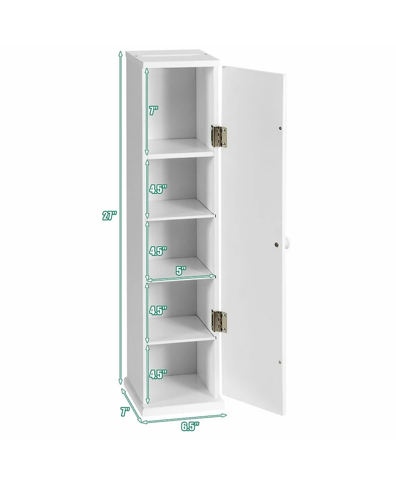Gymax Toilet Tissue Storage Tower Bathroom Storage Floor Cabinet w/ 4 Shelves