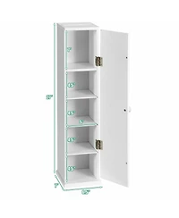 Gymax Toilet Tissue Storage Tower Bathroom Storage Floor Cabinet w/ 4 Shelves