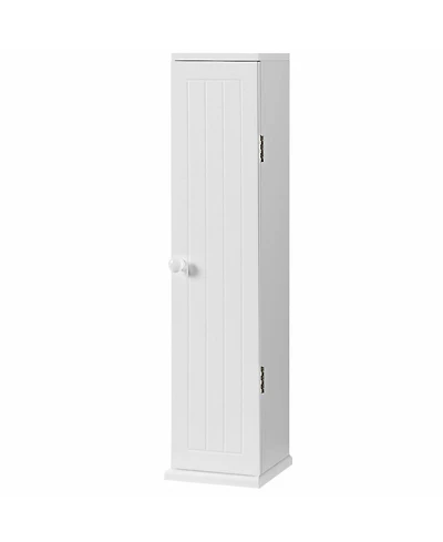 Gymax Toilet Tissue Storage Tower Bathroom Storage Floor Cabinet w/ 4 Shelves