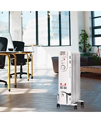 Gymax 1500W Oil Filled Radiator Space Heater w/ Adjustable Thermostat Home Office