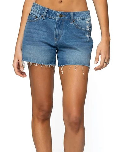 Edikted Womens Scottie Low Rise Denim Shorts