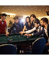 Foldable Poker Table for 8 Players Portable Oval Card Board Game Table