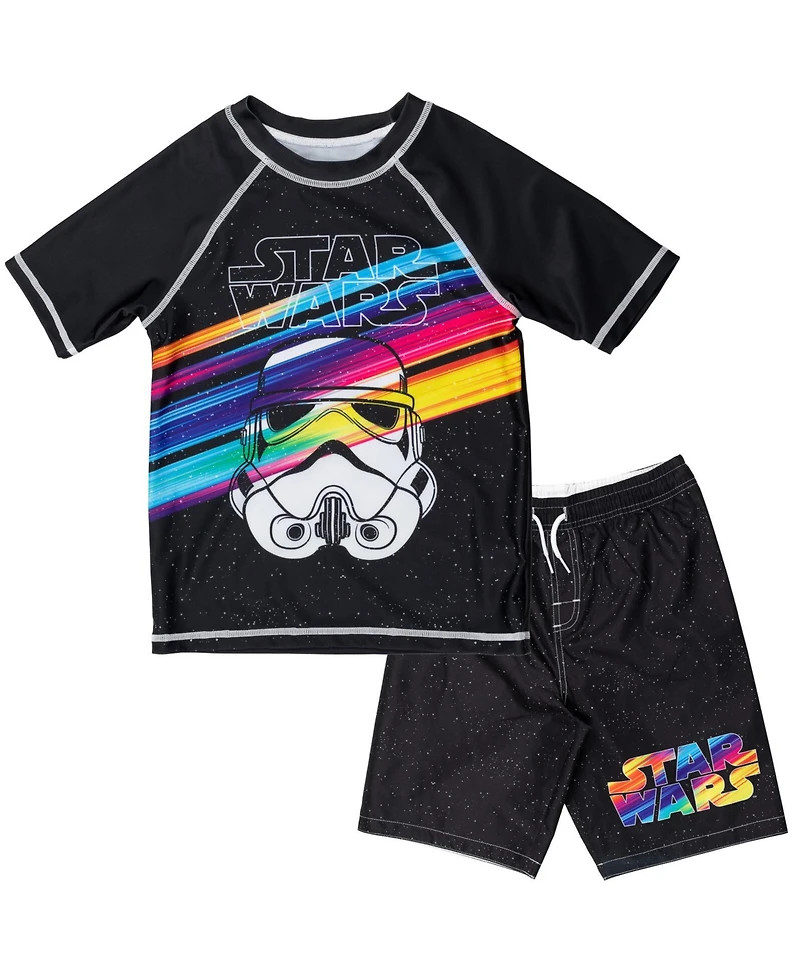 Star Wars Boys Rash Guard and Swim Trunks Outfit Set