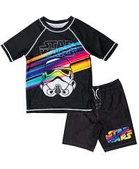 Star Wars Boys Rash Guard and Swim Trunks Outfit Set