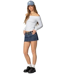 Edikted Women's Neria Pinstripe Denim Micro Skort