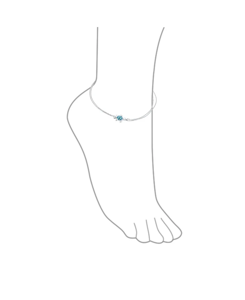 Bling Jewelry Hawaii Nautical Charm Sea Blue Opal Turtle Anklet Ankle Bracelet Sterling Silver