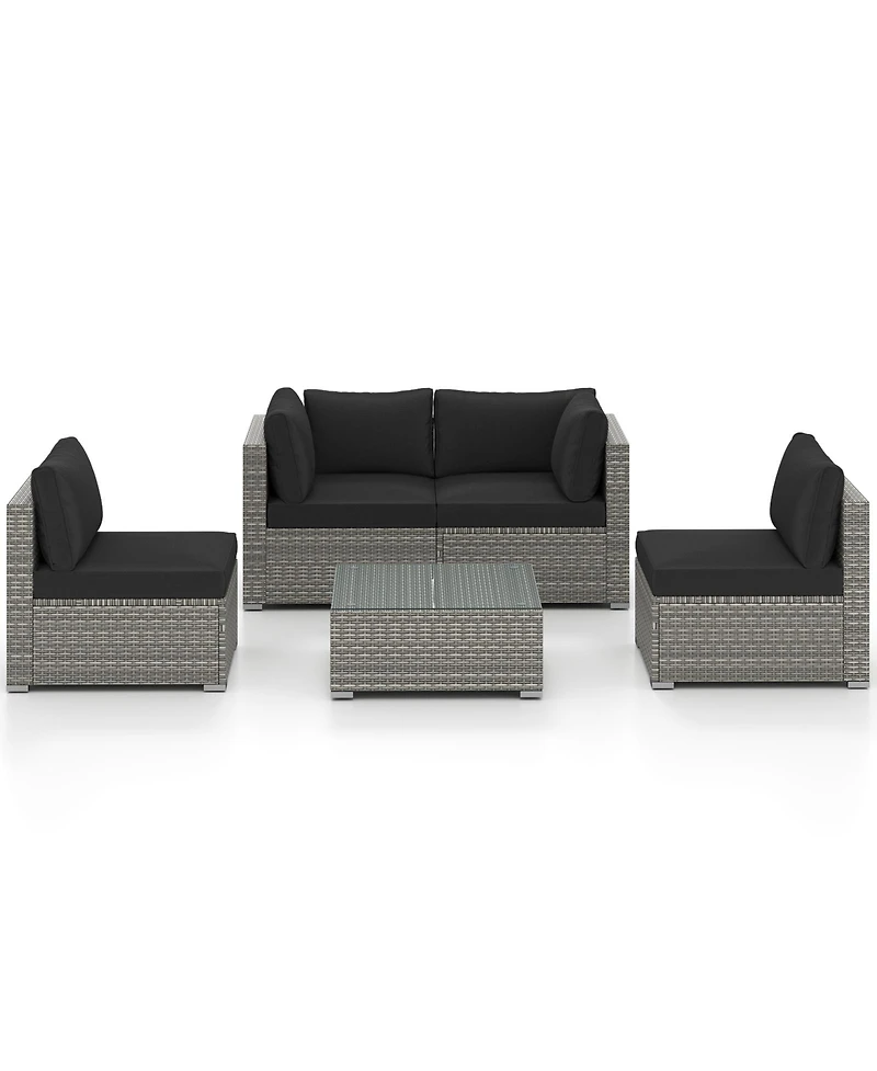 Gymax 10PCS Sectional Sofa Couch Pe Rattan Conversation Set