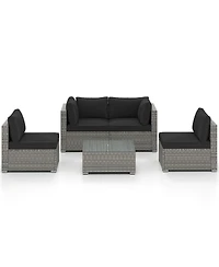 Gymax 10PCS Sectional Sofa Couch Pe Rattan Conversation Set