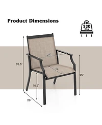 2 Piece Patio Dining Chairs Large Outdoor Chairs with Breathable Seat and Metal Frame