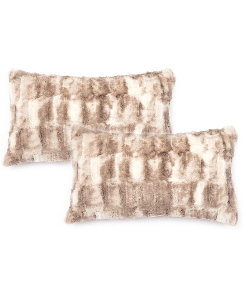 Cheer Collection Decorative Faux Fur Deccorative Pillow Set, 12" x 20"