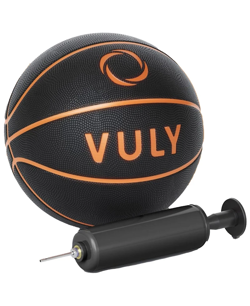 Vuly Trampolines Basketball Set Attachment with Backboard, Netted Hoop, Mini Basketball, and Hand Air Pump Compatible with Trampolines and Swing Sets