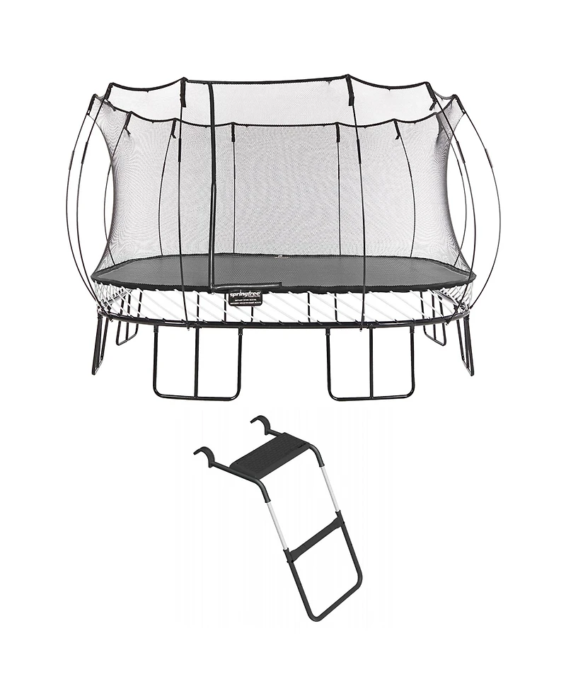 Springfree Trampoline 13 ft x 13 ft Large Square + FlexrStep V2 Bundle – Springless Fun with Adjustable & Lock Restrict Ladder Attachment Acces