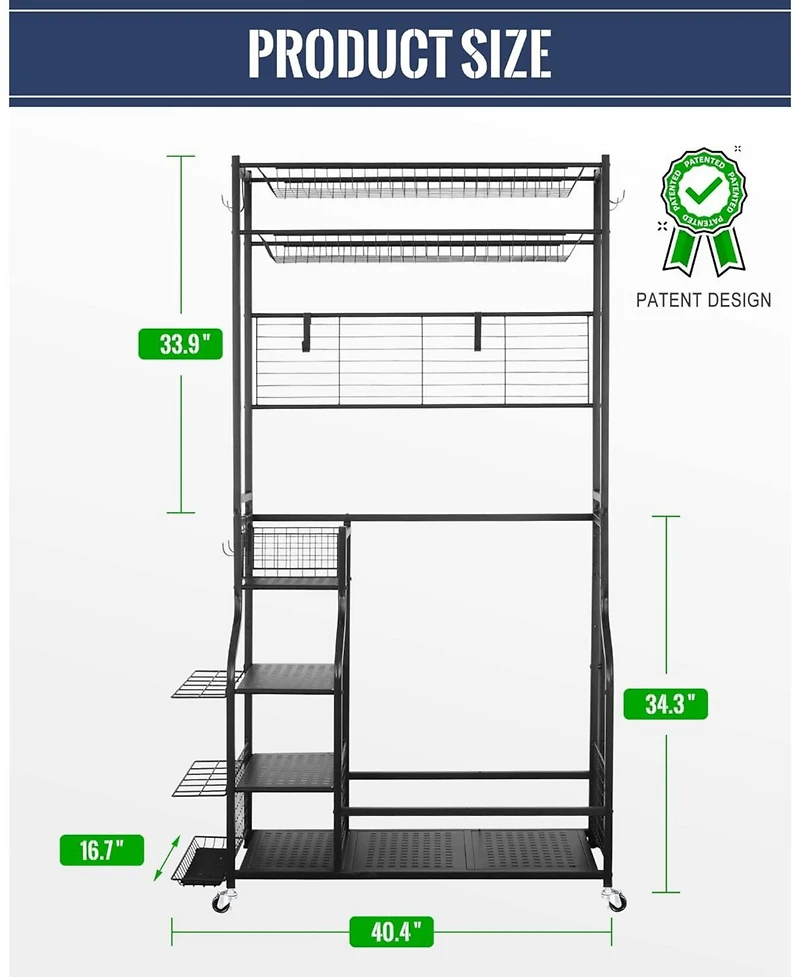 Mythinglogic 160 lbs. Weight Capacity 2 Golf Bags Sport Storage Stand Golfing Equipment Accessories Storage Rack Organizer