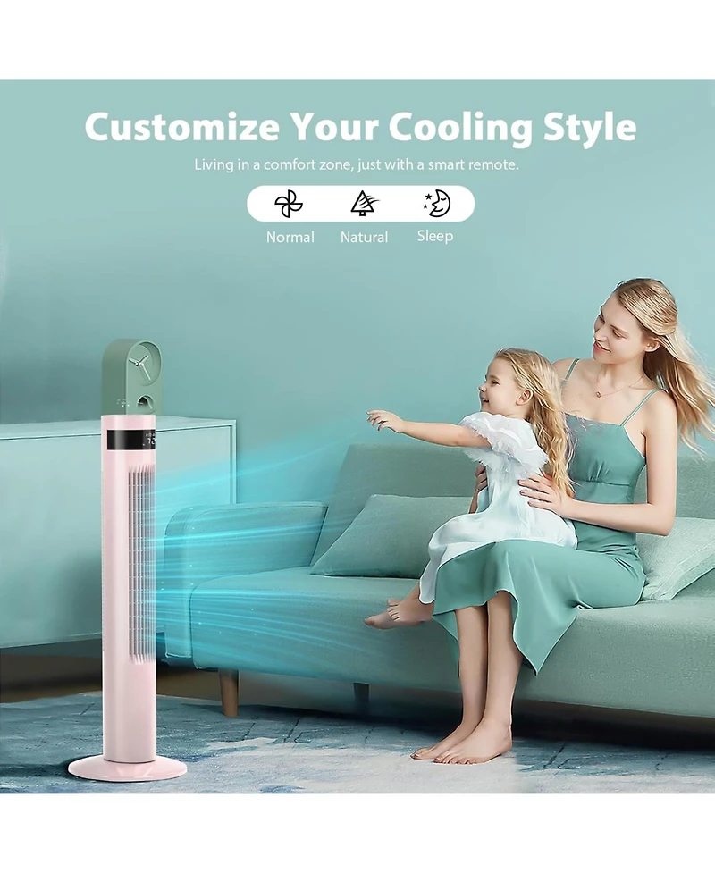 Antarctic Star Tower Fan Portable Electric Oscillating Fan Quiet Cooling Remote Control Standing Bladeless Floor Fans 3 Speeds Wind Modes Timer Bedroo