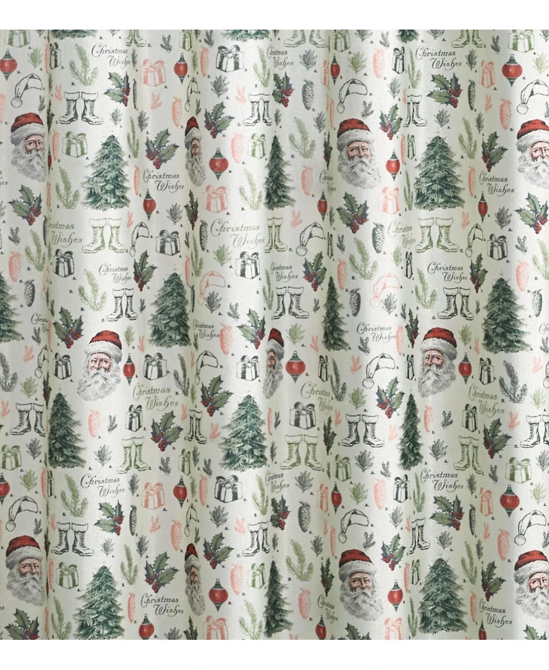 Kate Aurora Holiday Living Sparkly Metallic Christmas Santa Fabric Shower Curtain